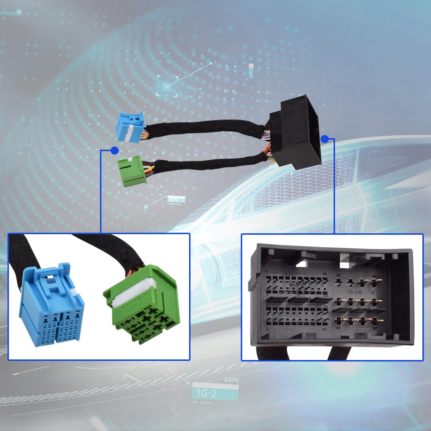 Integration Wiring Harness Kit Compatible with Dodge RAM 2019-2024 5” OR 8.4" to 12" Uconnect 5 5 with Display Integration Wiring Harness and Display Main Connector Adapter Lvds USB