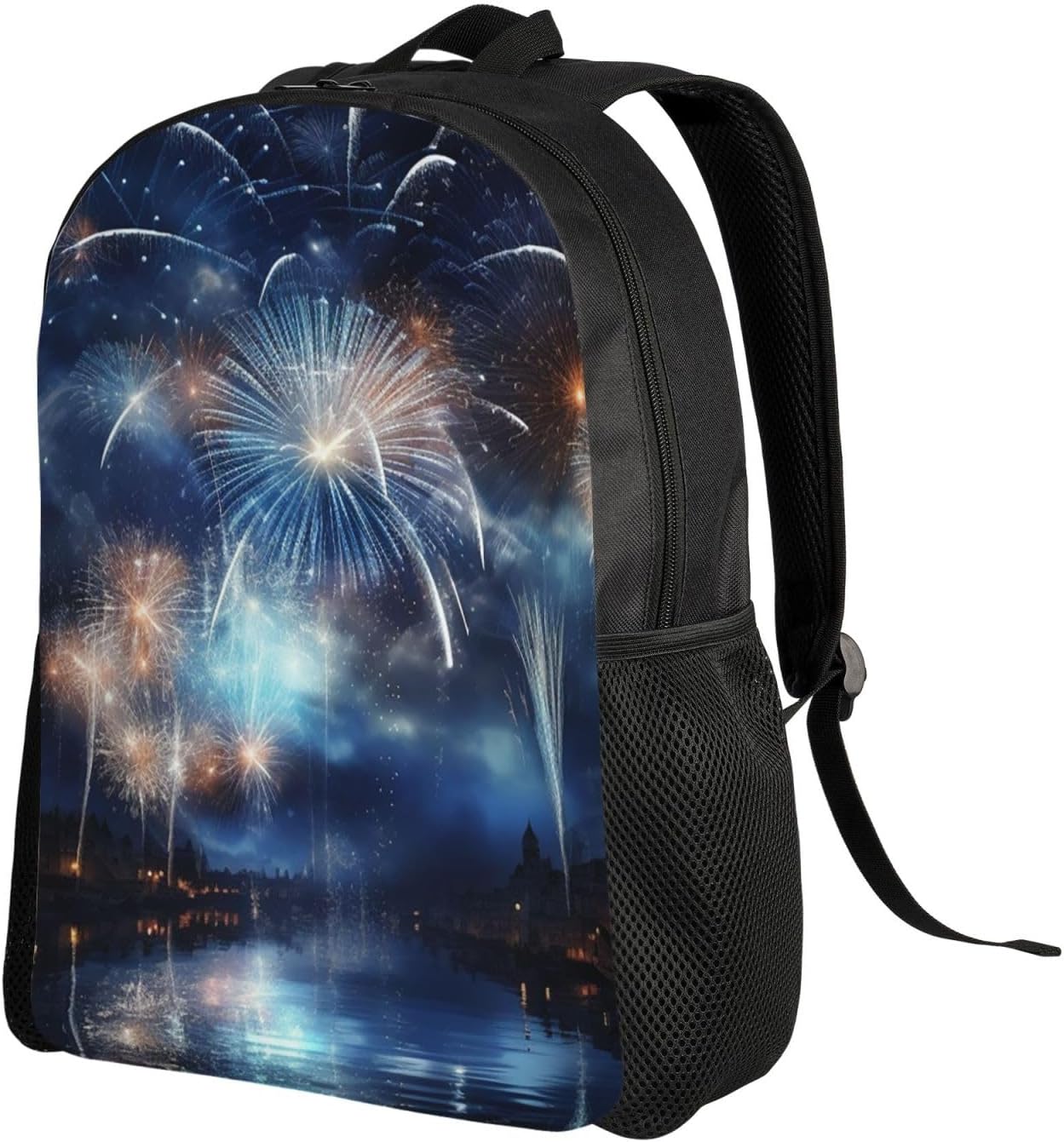 New Year Pyrotechnics Backpack Lightweight Bookbag 16 Inch image 2