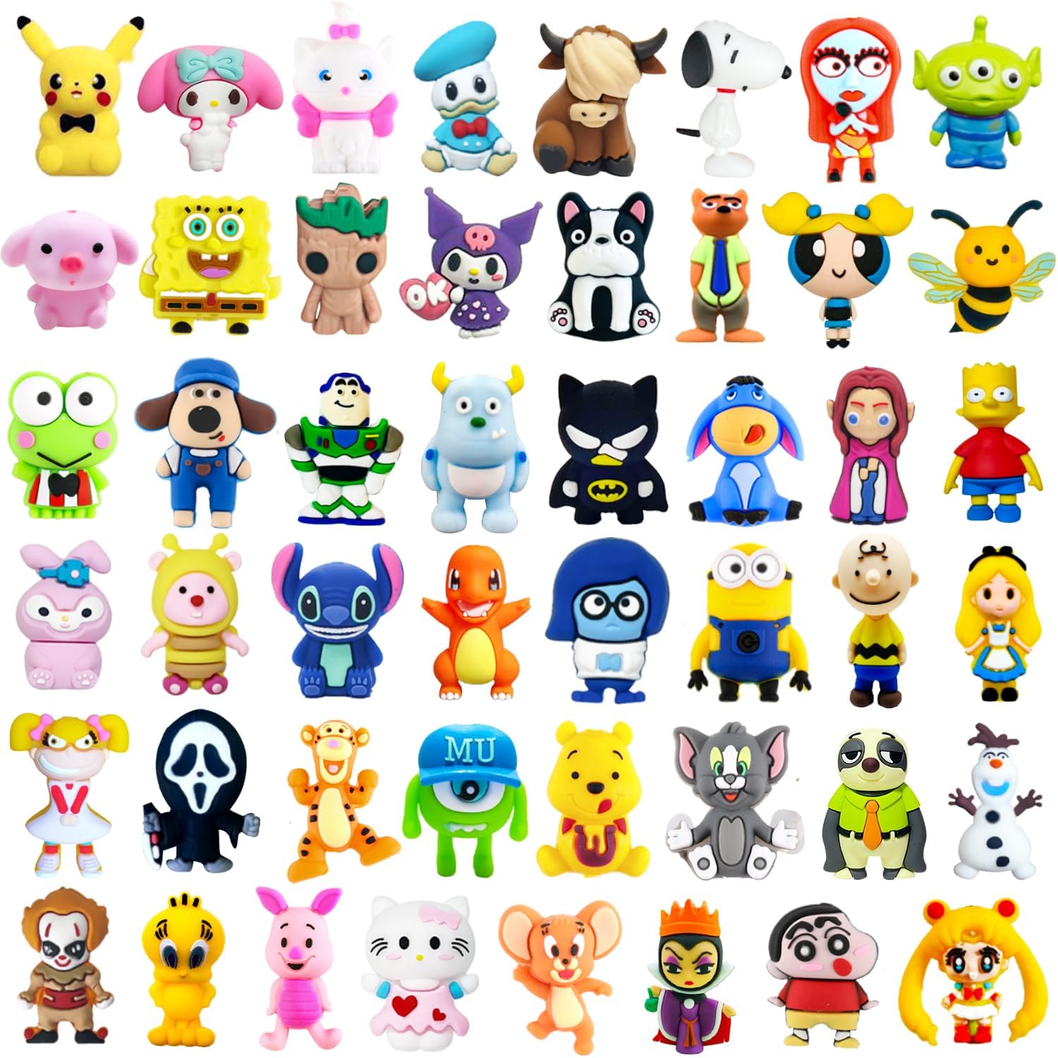 48Pcs 3D Silicone Focus Beads for Pen, Non-Repeat Cartoon Cute Focus Beads for Keychain Making DIY Bracelet Jewellery Making, Only Applicable to Adults