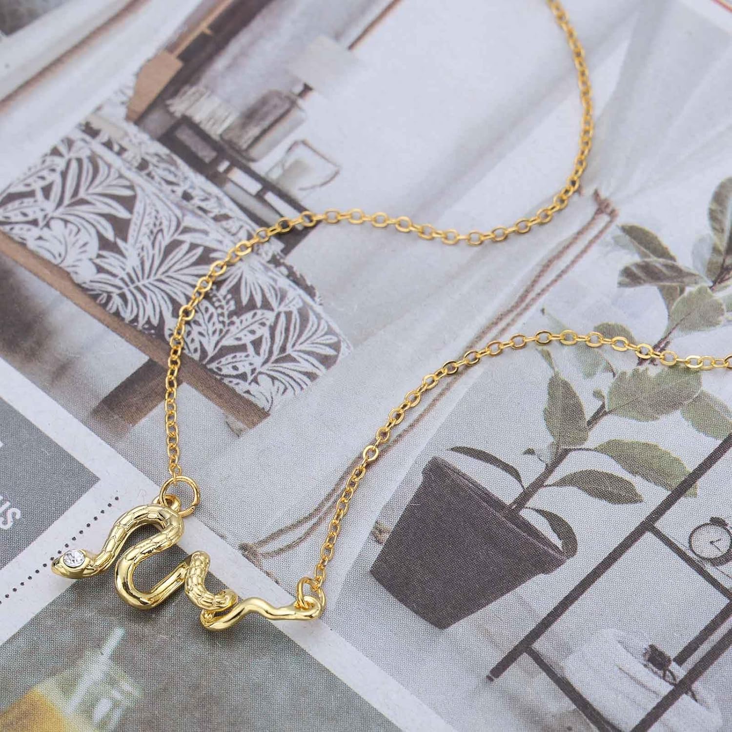 Gothic Crystal Snake Choker Necklace Twisted Snake Necklace Gold Serpent Pendent Necklace Viper Serpent Necklace Jewelry for Women - Image 4