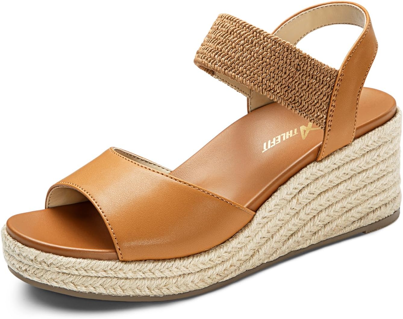Athlefit Women's Espadrille Platform Wedge Sandals Comfortable Casual Elastic Strap Open Toe Sandals with Arch Support for Summer Work Vacation