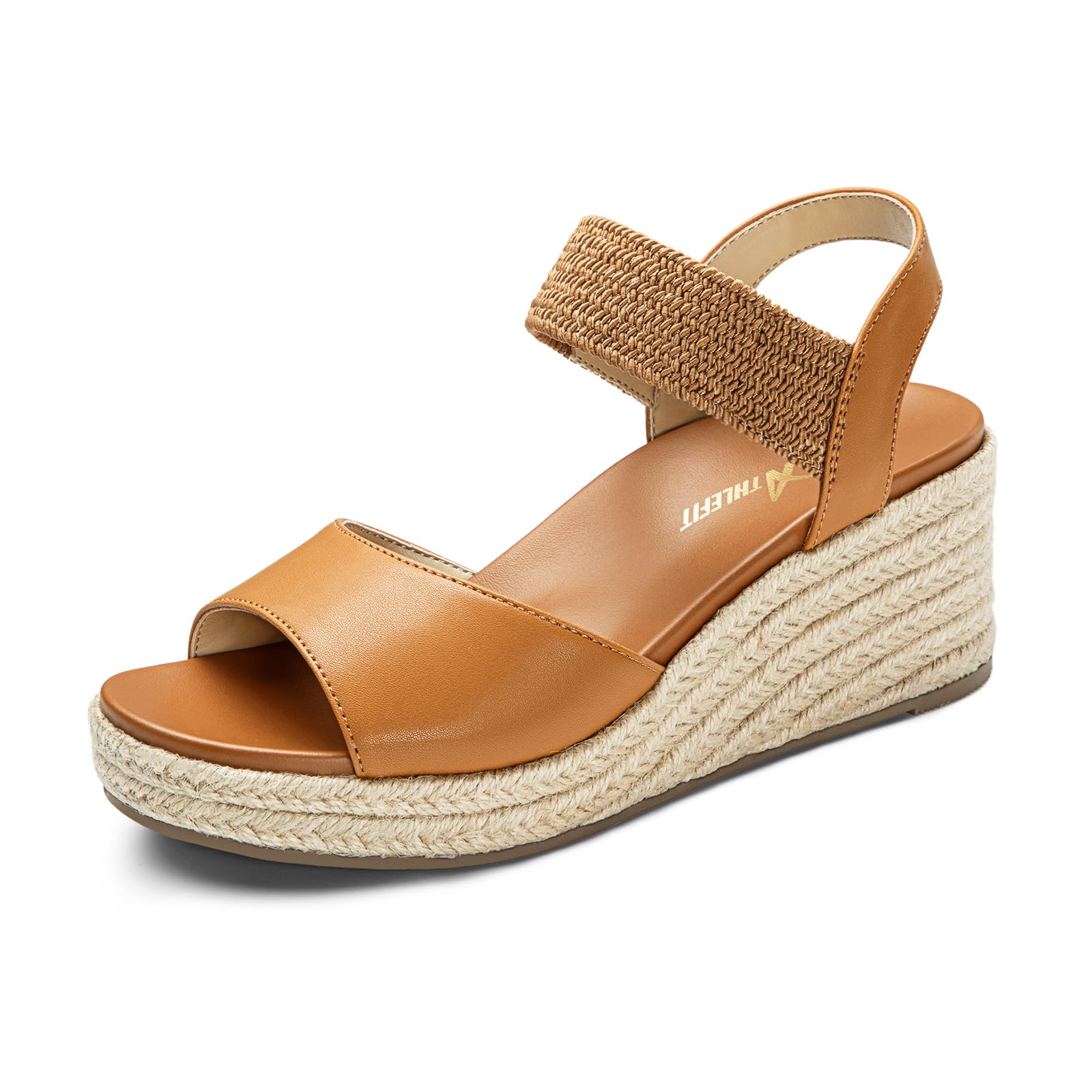 Athlefit Women's Espadrille Platform Wedge Sandals Comfortable Casual Elastic Strap Open Toe Sandals with Arch Support for Summer Work Vacation — view 7
