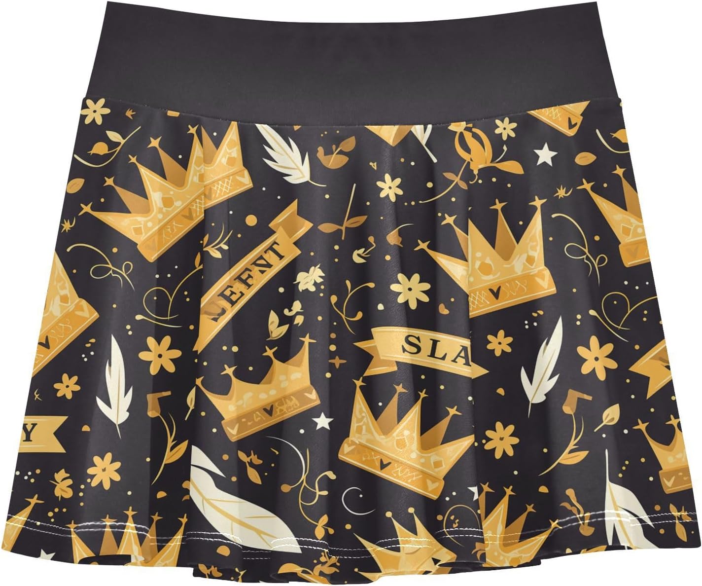 visesunny Slay Crown Pattern Girl's Golf Skirt Athletic Tennis Skort Sport Activewear with Double Layer Pockets