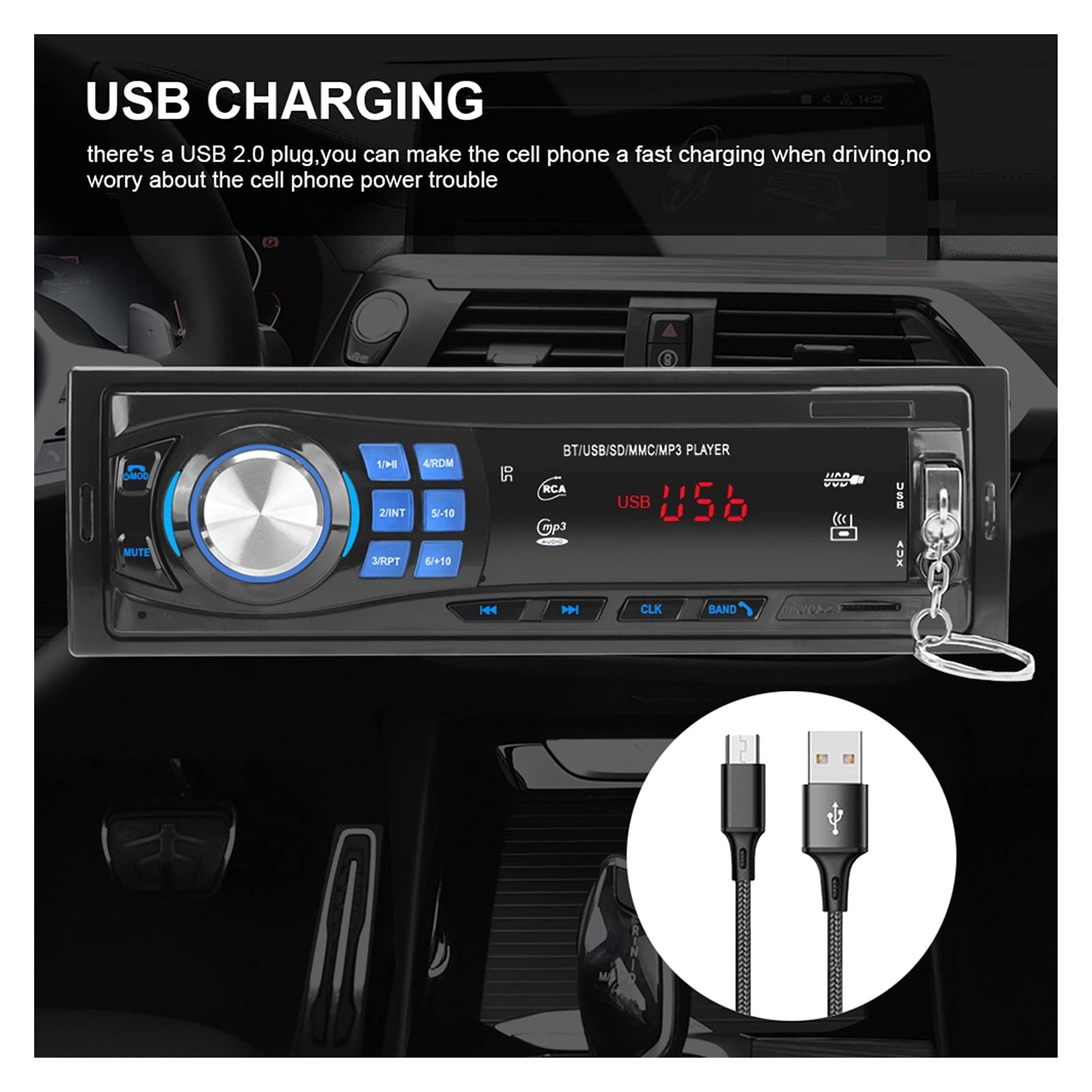 Adattatore Audio Bluetooth. 1. DIIN Autoradio Bluetooth FM. Stero Radio. USB SD AUX. Audio Player Auto Electronics in-Dash Autoradio 12pin Auto Radio Player (Color : Without Camera)