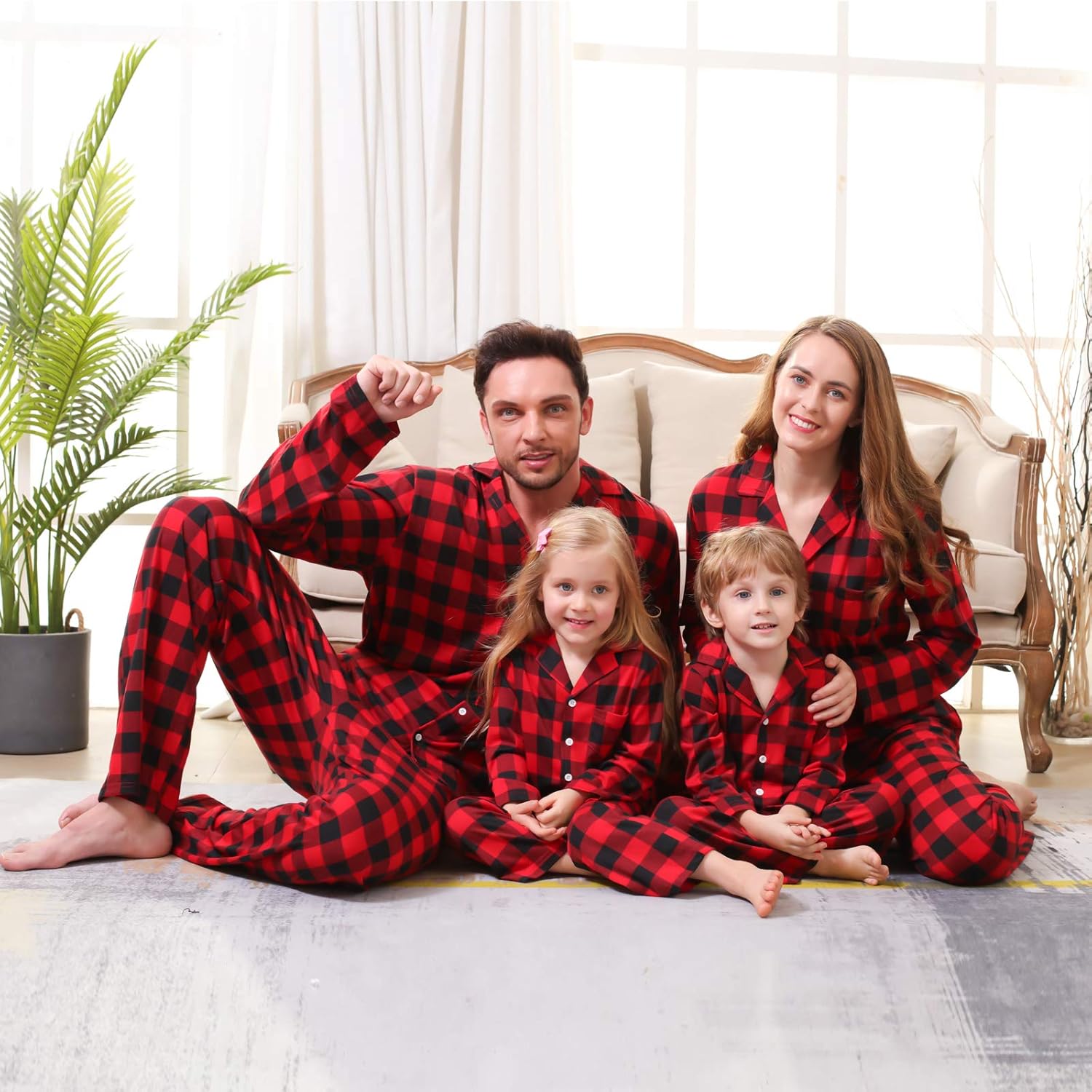 CARETOO Matching Family Pajamas Sets Long Sleeve Christmas Reindeer Plaid Pjs Striped Kids Holiday Sleepwear Homewear - Image 4