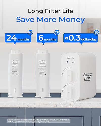 Miniatura 9 de Waterdrop Filtro de agua de ósmosis inversa G5P500, certificado NSFANSI 58 y 372, sistema de ósmosis inversa de 7 etapas, sistema de filtración de