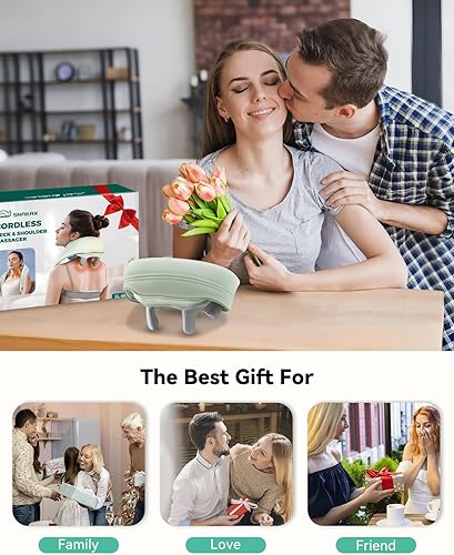 Miniatura 8 de Snailax Masajeador inalámbrico de cuello y hombros con calor, amasado de tejido profundo 4D, almohada masajeadora de espalda Shiatsu para cuello,