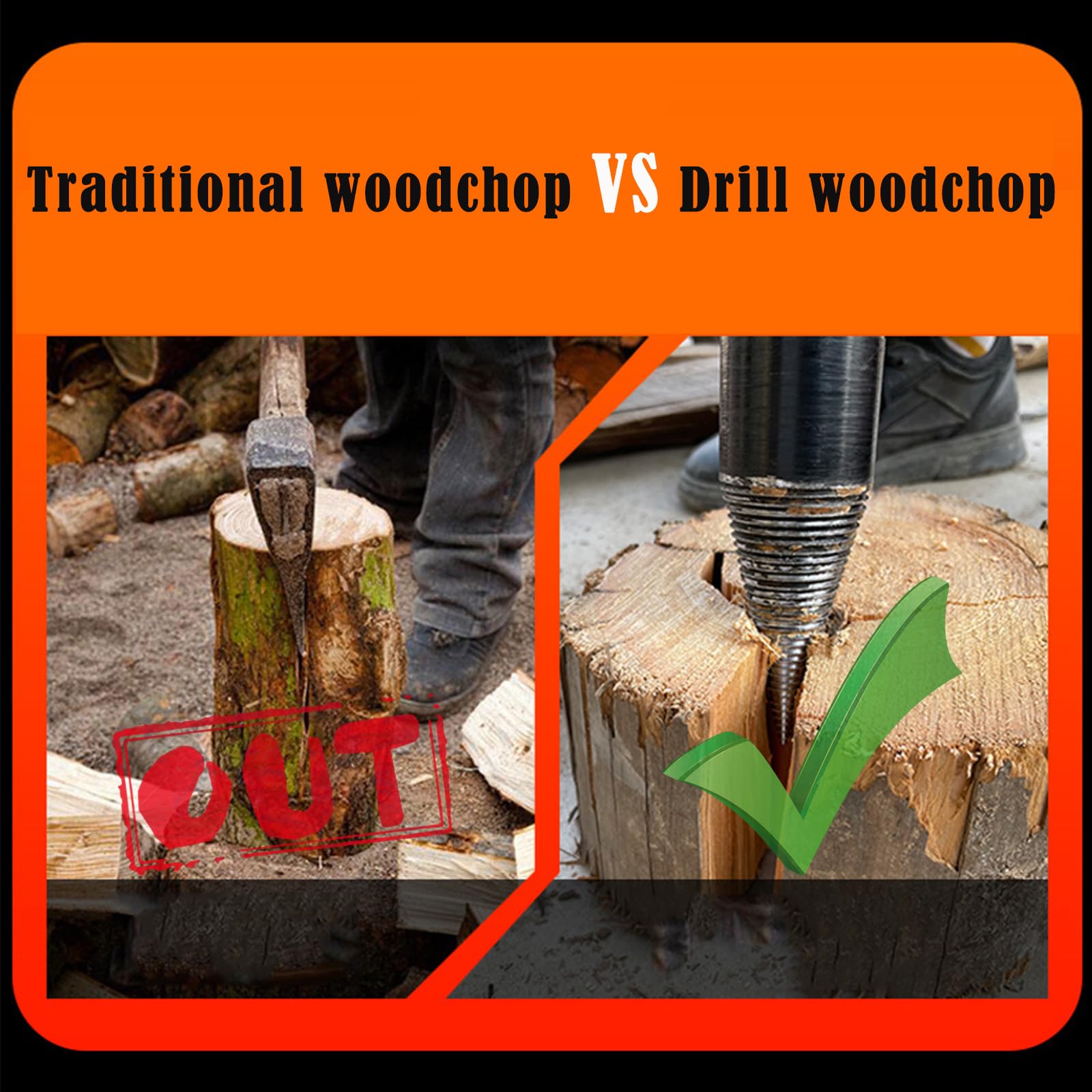 Wood Splitter Drill Bit, Easy Split Drill Bit Wood Splitter, Sherem Easysplit Drill Bit, Wood Splitting Drill Bit, Firewood Drill Bit Wood Splitter (42MM)