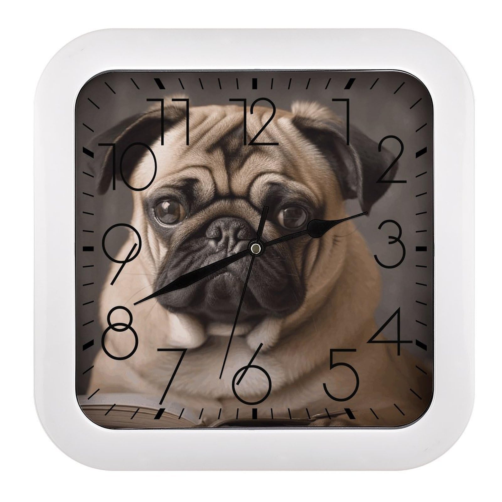 Horloge murale carrée carlin silencieuse petite taille pour salon