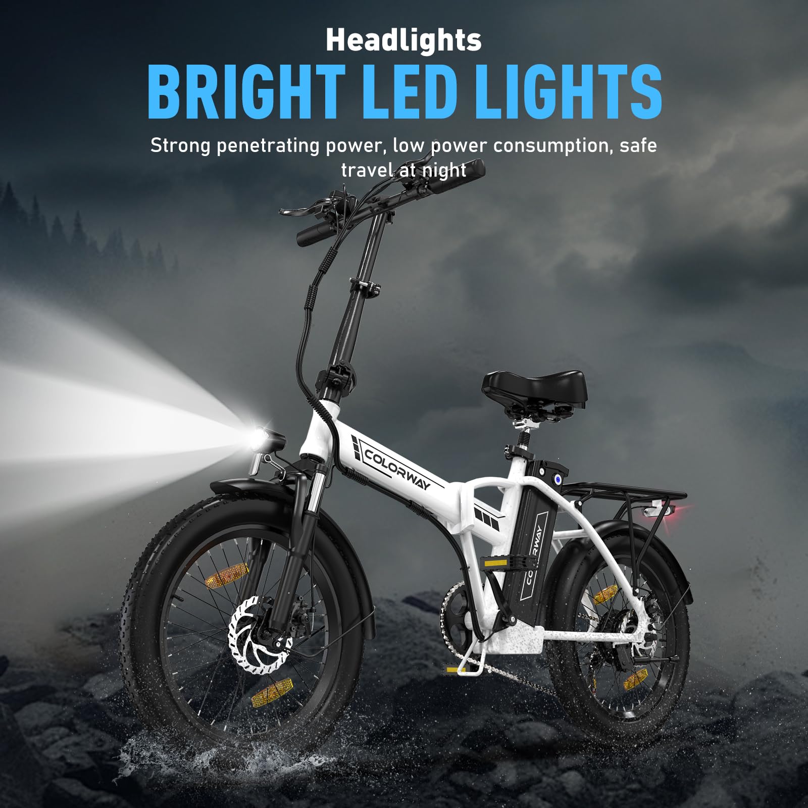 COLORWAY BK11M Vélo Électrique Pliable BK11M 250W, Vélo Fat Tire 20"*3.0, 7 Vitesses, Batterie 36V 12Ah, Moteur 250W, Écran LCD, Autonomie Max de 90 Km, Vélo Urbain Unisexe
