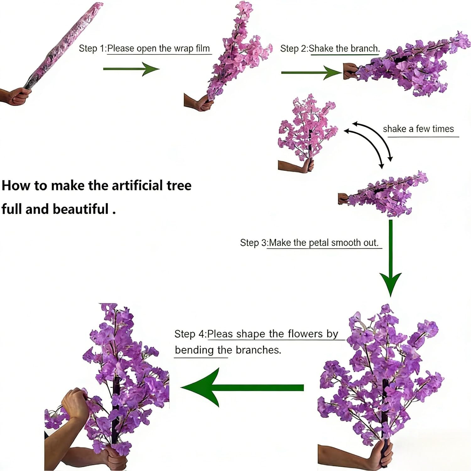 Artificial Cherry Blossom Tree 6 Ft Tall with Purple Silk Flowers for Home Wedding Decor, Realistic Faux Plant with Green Leaves, No Maintenance, Purple, 180x150cm/70x59in