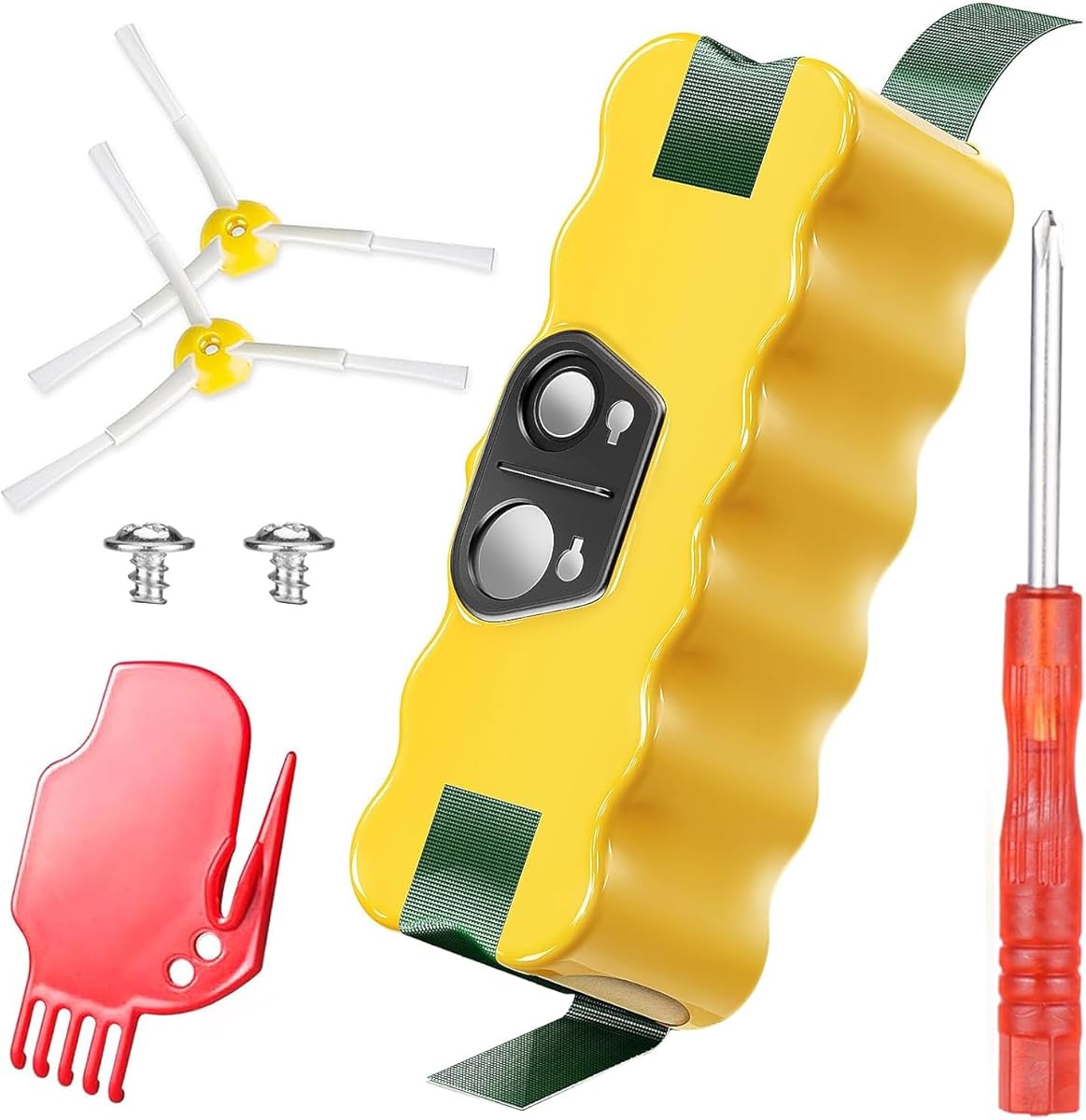 Morpilot 4500mAh Batterie pour iRobot Roomba 500 600 700 800 Séries et R3, Scooba 450 Aspirateur, 14.4V Ni-MH, avec 2 Brosses Latérales