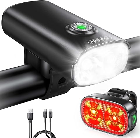 Zewdov 1000LM Bike Lights with Spotlight & Floodlight