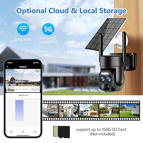 Miniatura 4 de Zoom 8X Cámaras de seguridad 4K 5Dbi inalámbricas para exteriores, cámara de seguridad solar alimentada por baterías, cámara WiFi PTZ de 360 con