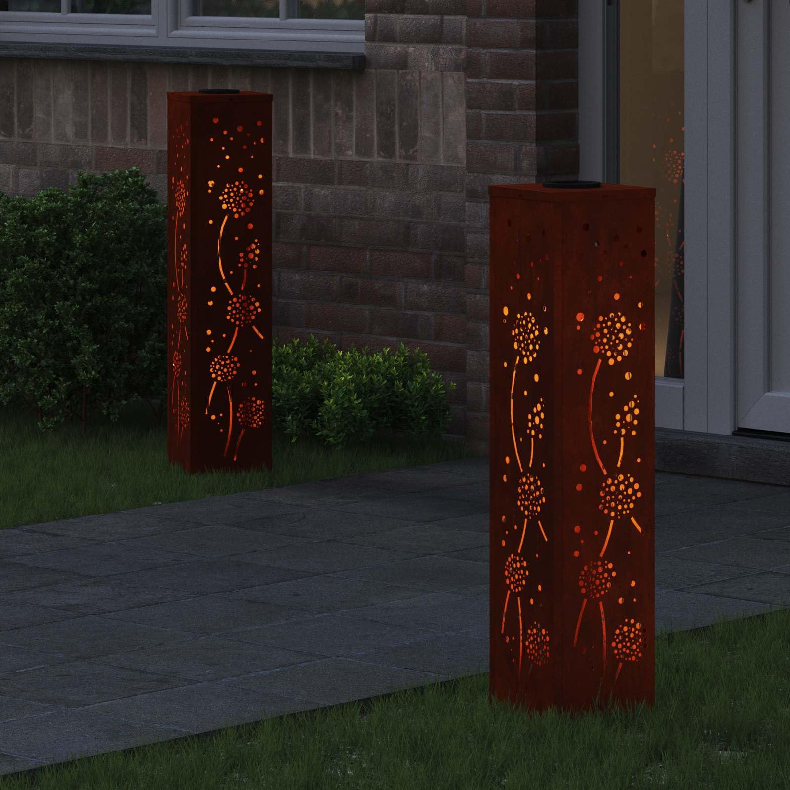 vidaXL Solar LED Weg Licht 2 STK. Warmes Weiß 18 x 18 x 80 cm