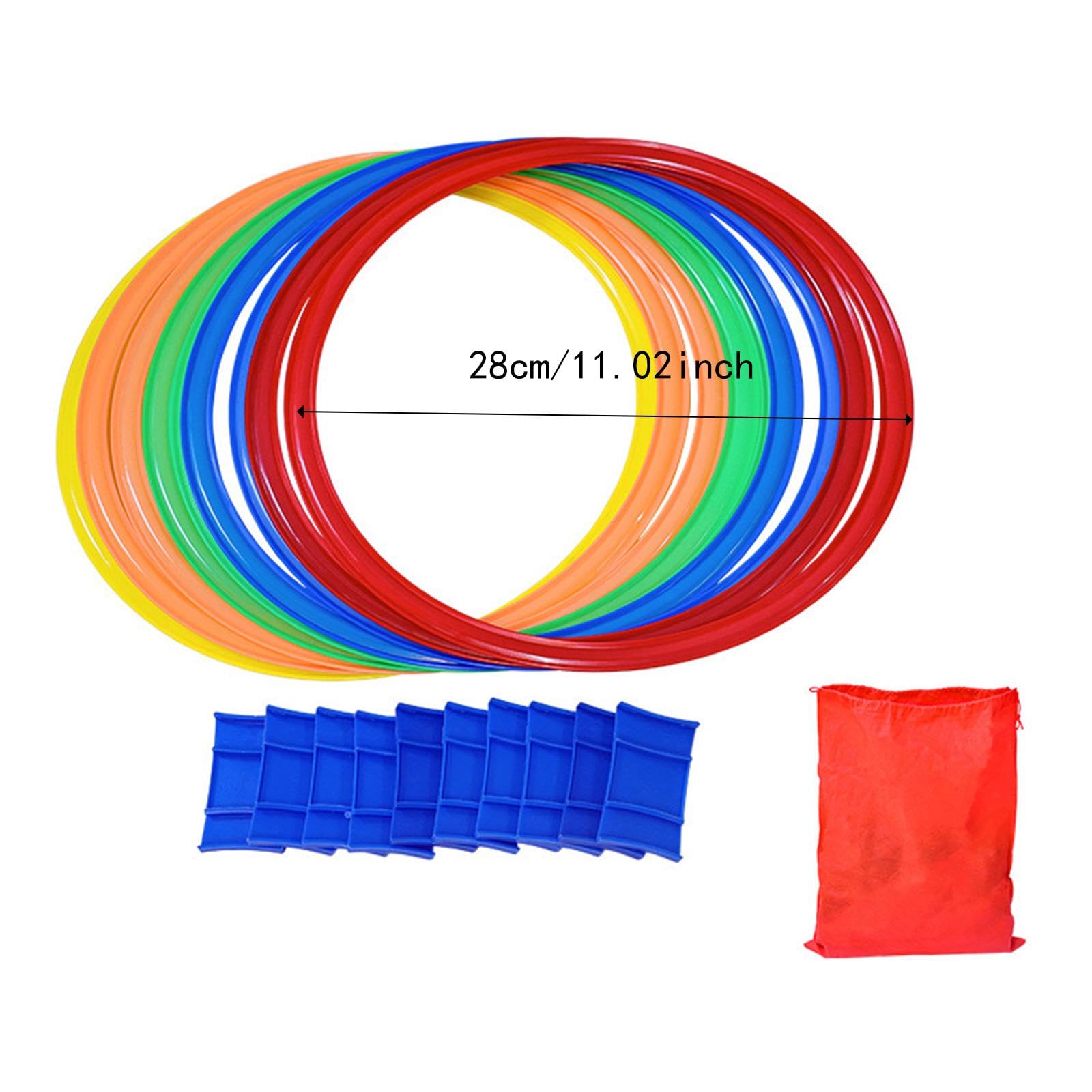 10 Pezzi Anelli per Campana, Cerchi per Campana creativi per Ragazzi e Ragazze, Set da Gioco per Saltare, Lancio di Sacchetti di Fagioli per Giardino, 28 Cm
