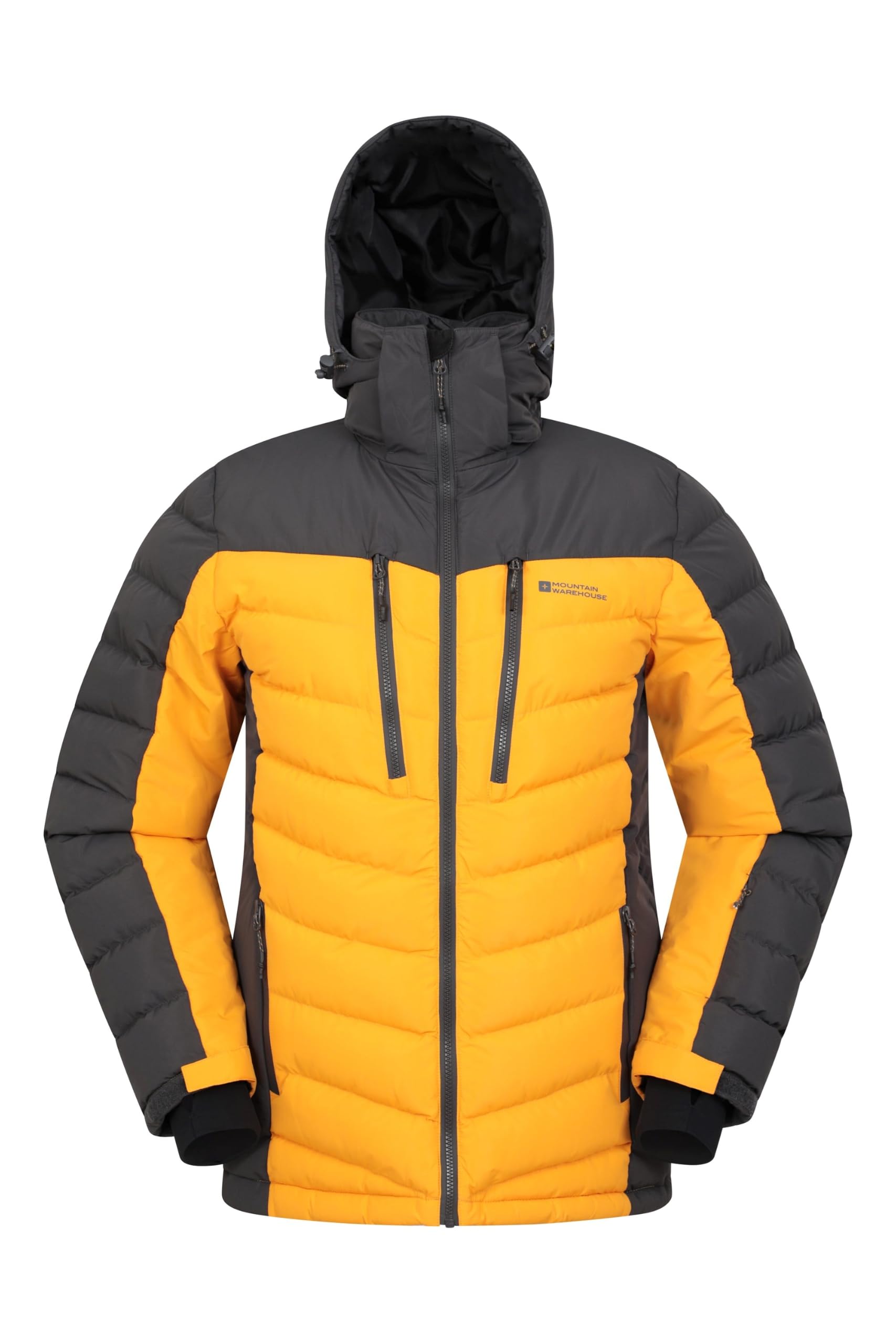 Mountain Warehouse Men's Mustard Vulcan Padded Ski Jacket - Snowproof & Breathable Coat With Padded Insulation, Detachable Hood & Snowskirt - For Winter Skiing & Winter Sports Xxs