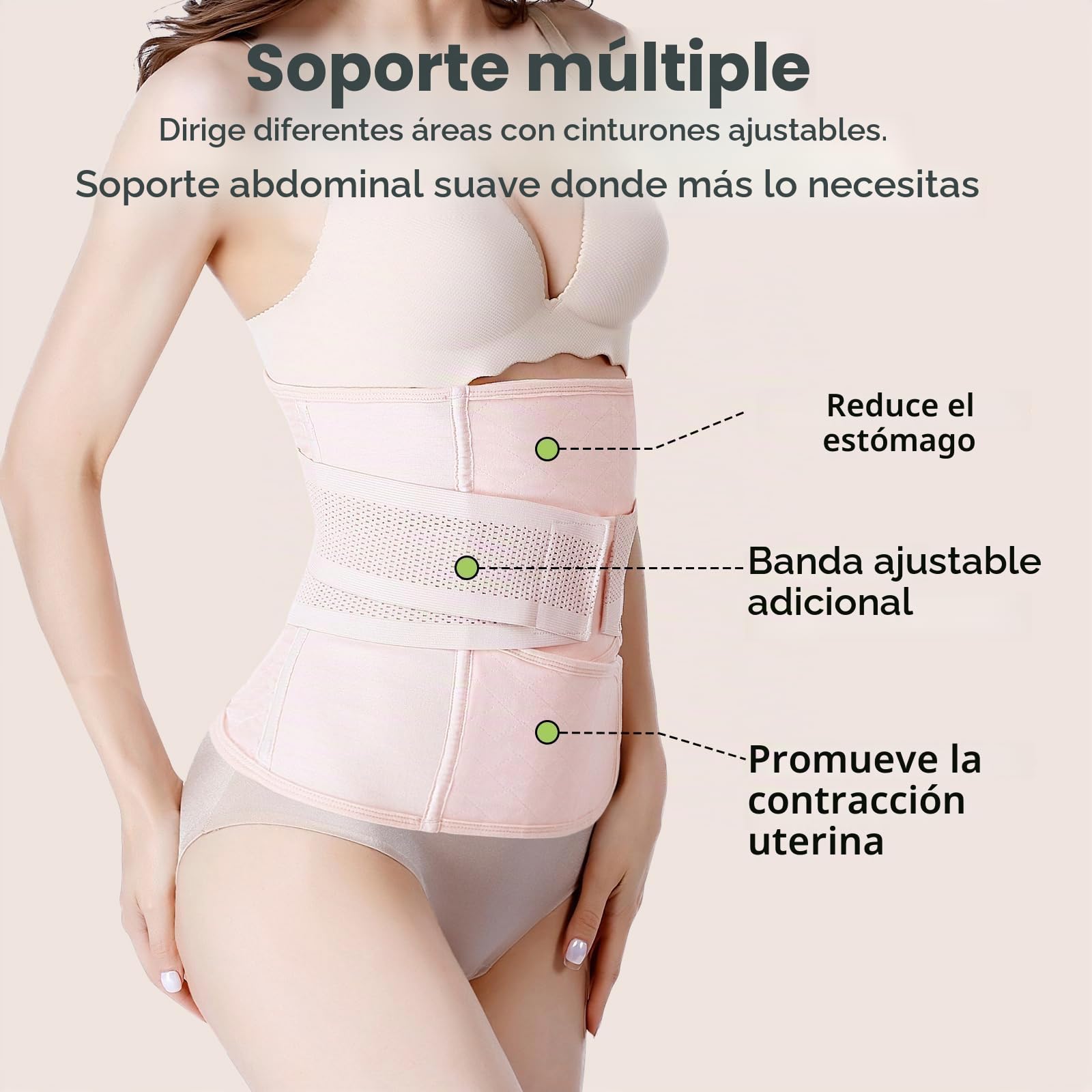 Faja posparto para recuperación de cesárea, Soporte de Espalda, Faja para el Vientre, Faja Moldeadora, Rosa, M (27/33W)