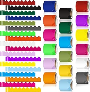 18 Rolls 300 Feet Bulletin Board Borders in 18 Colors, Scalloped Rolled Bulletin Board Trim for Wall Classroom School Office DIY Decoration(Classic Style,Multicolored)