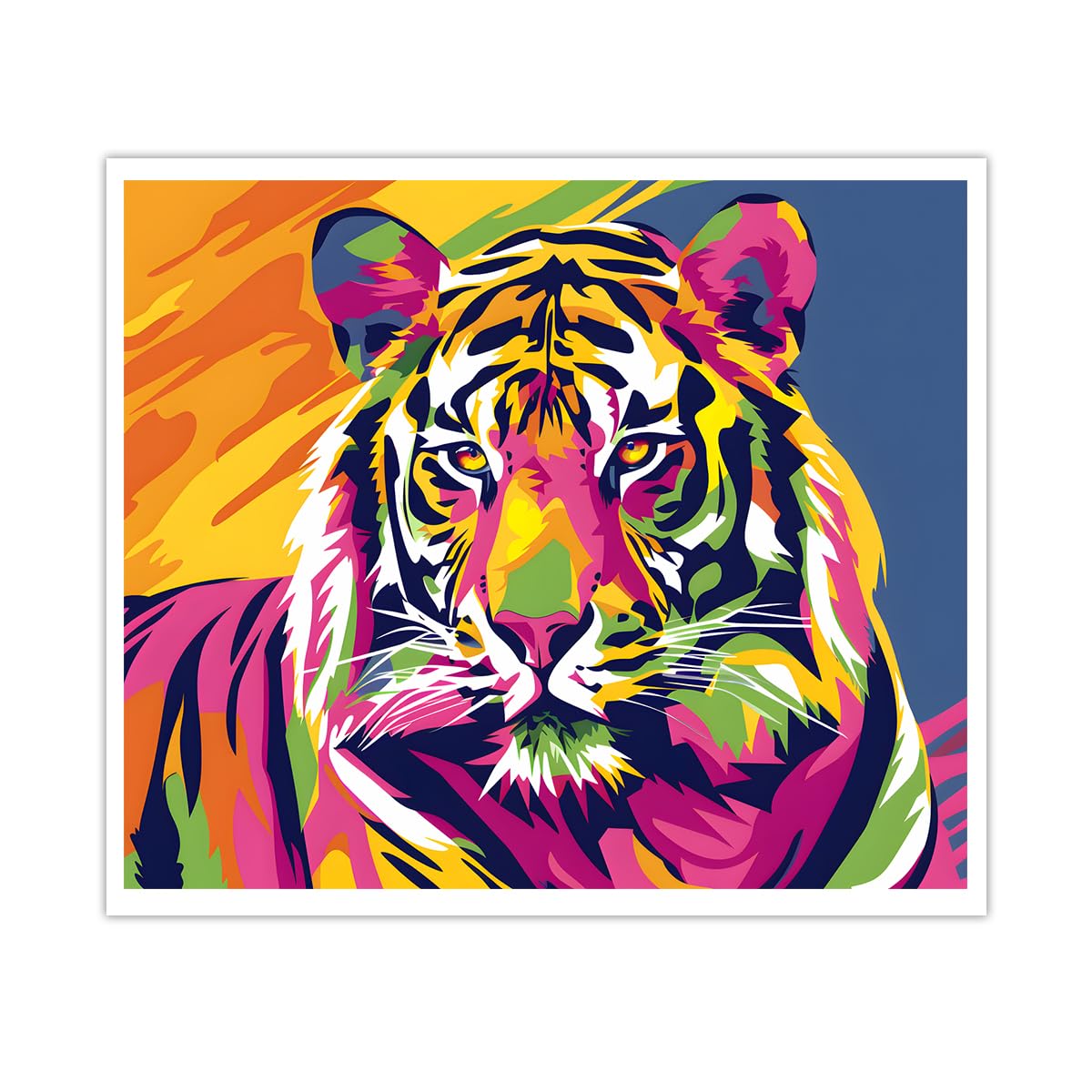 OSHIONARTE Colorful Tiger Canvas Poster Wildlife Animal Painting Tiger Wall Art Picture Preppy Wall Decor for Bedroom or Living Room 30x40cm Frameless