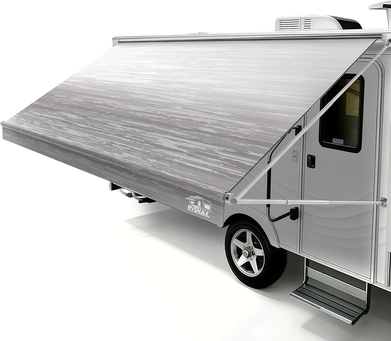 RV Awning Fabric Replacement 14'2" – 19.5oz Heavy Duty Vinyl Camper Awning, Waterproof & UV-Resistant Universal Canopy for RV, Motorhome, Trailer (Gray Fade, 15FT)