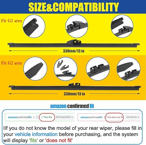 Vista 112 de Limpiaparabrisas trasero de 12 pulgadas para Mitsubishi Outlander 24-21/Nissan Rogue 23-08 Kicks 23-17 Juke 17-11 Pathfinder 20-13 Qashqai 22-17