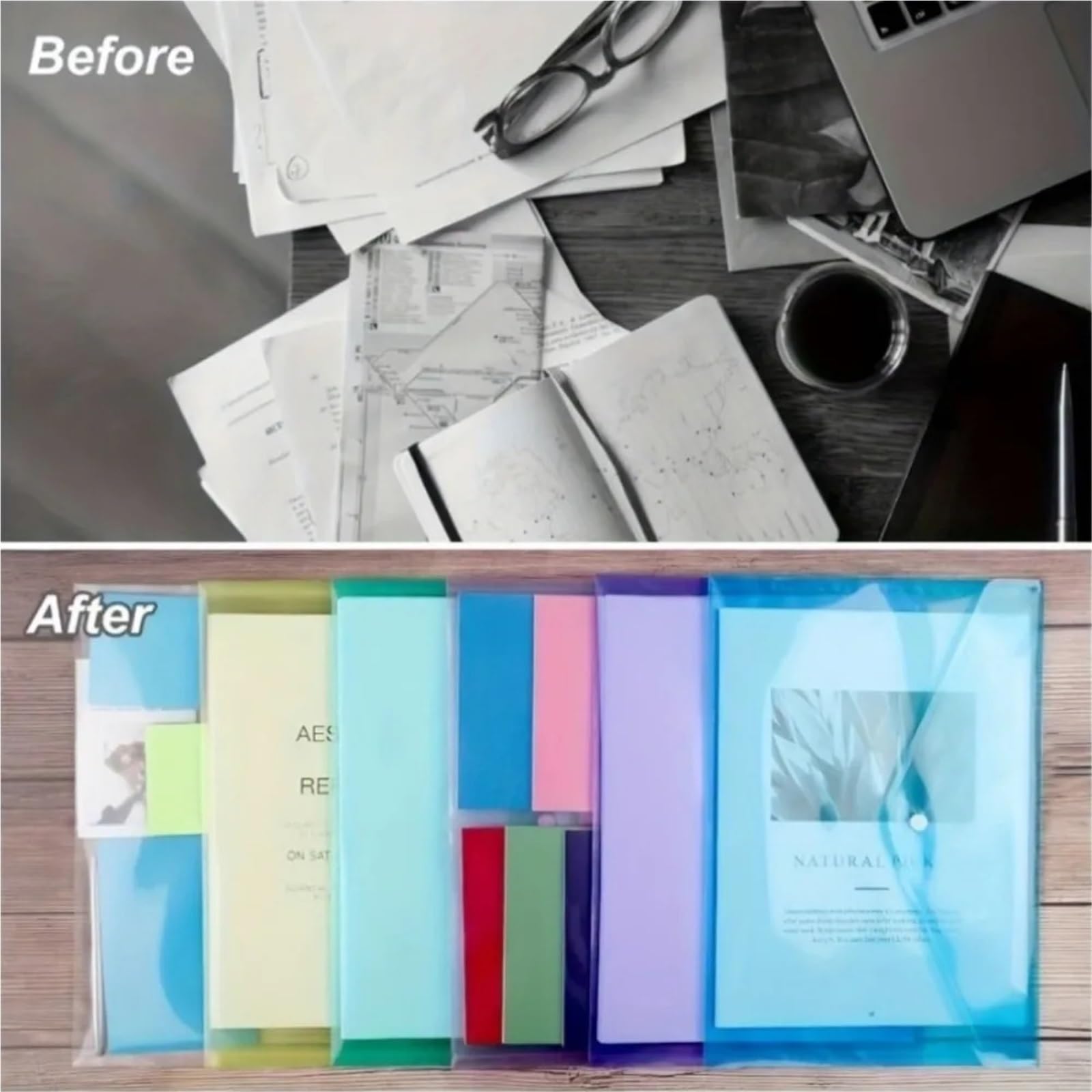 8/20-teiliger Ordner mit Druckknopfverschluss, in zufälligen Farben, Papier im A4-Format – geeignet for Zuhause und Büros(20pcs random)