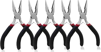 5 inch Precision Needle Nose Pliers with Wire Cutters Wire Pliers for Jewelry Making, 5 Pack