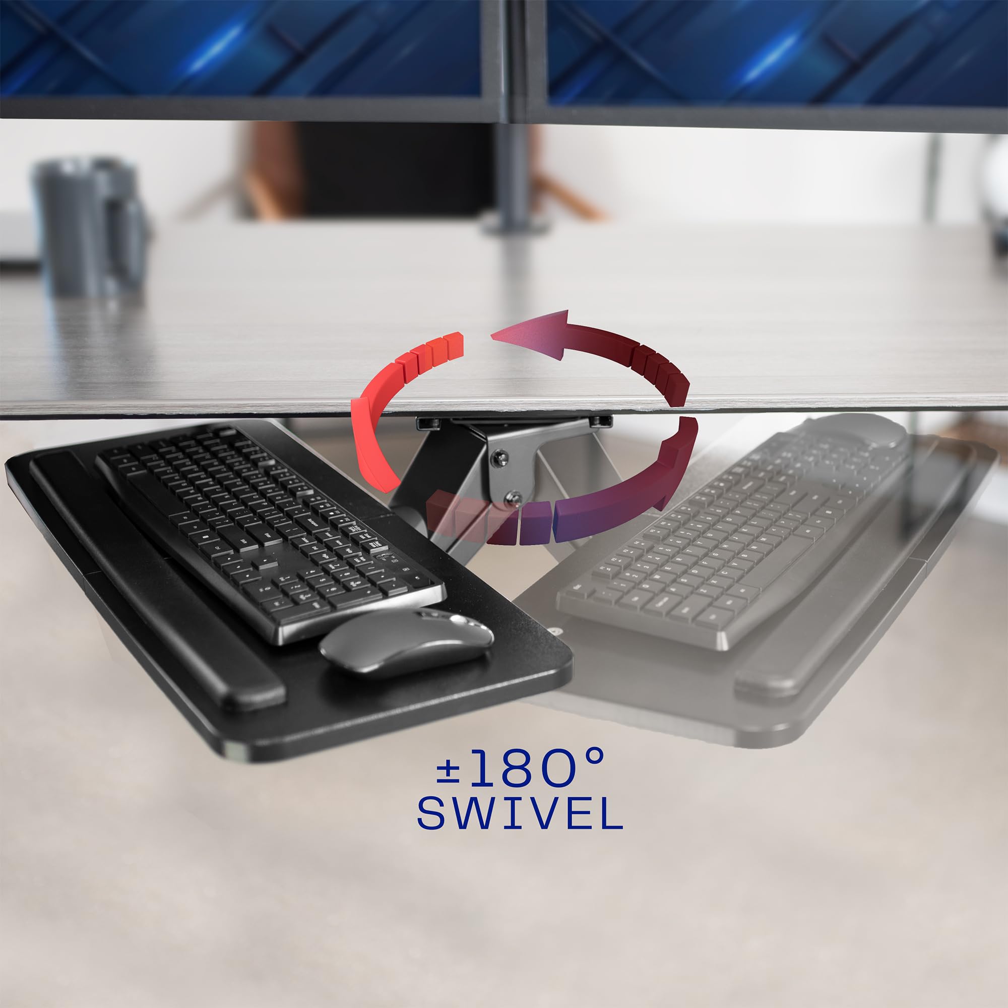 VIVO Bandeja de plataforma ajustable para teclado y mouse de computadora, ergonómica debajo de la mesa, estante debajo del escritorio (MOUNT-KB03B)