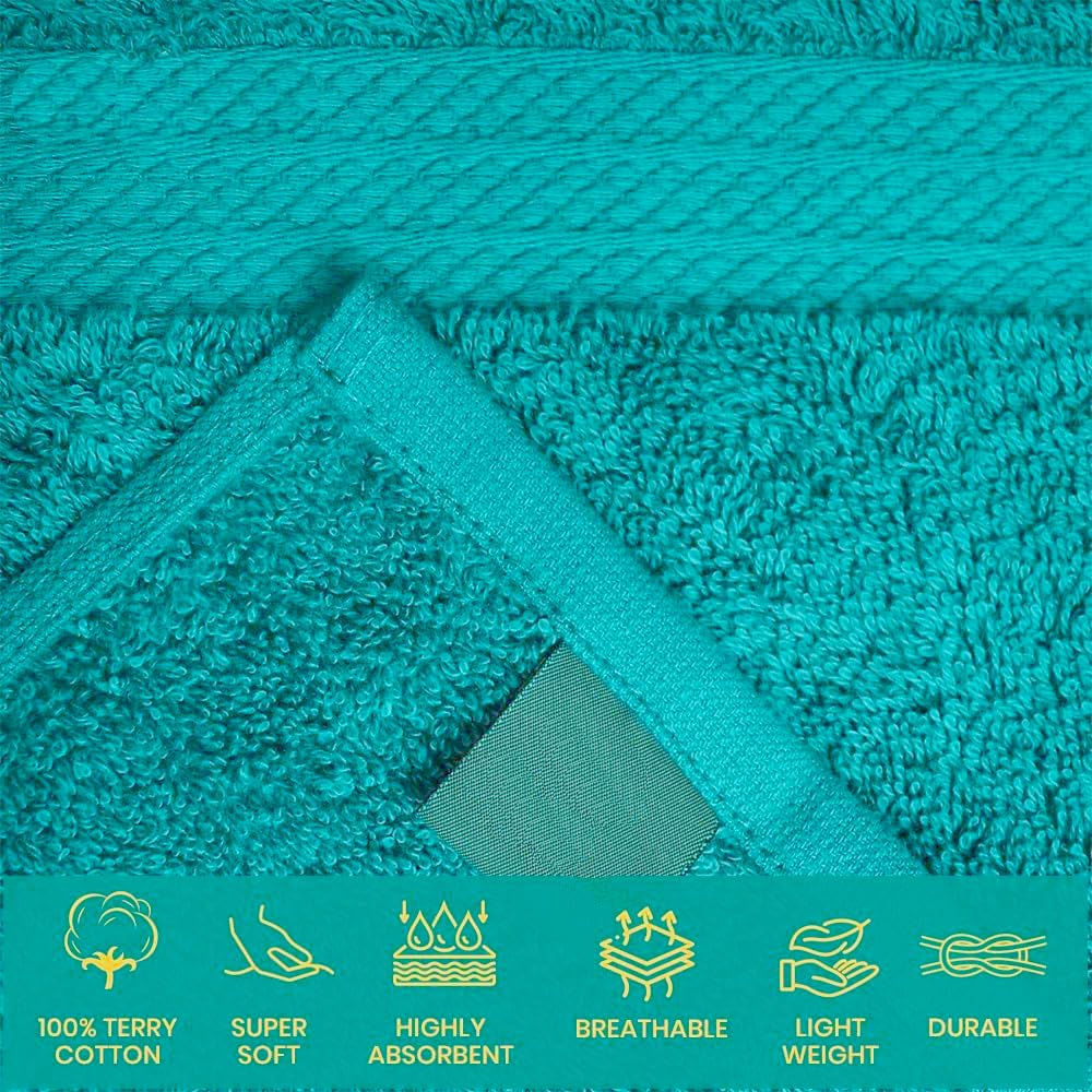 2 X Super Jumbo Charcoal Bath Sheets (100 x 200 cm) 100% Egyptian Cotton Extra Large Bath Sheet Towels Body Wrap Beach Towels (Teal, 2) - Image 3