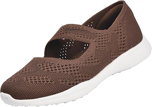 HONHOLD Women Mary Jane Shoes Slip On Walking Flats Comfortable Dressy Knit Wash