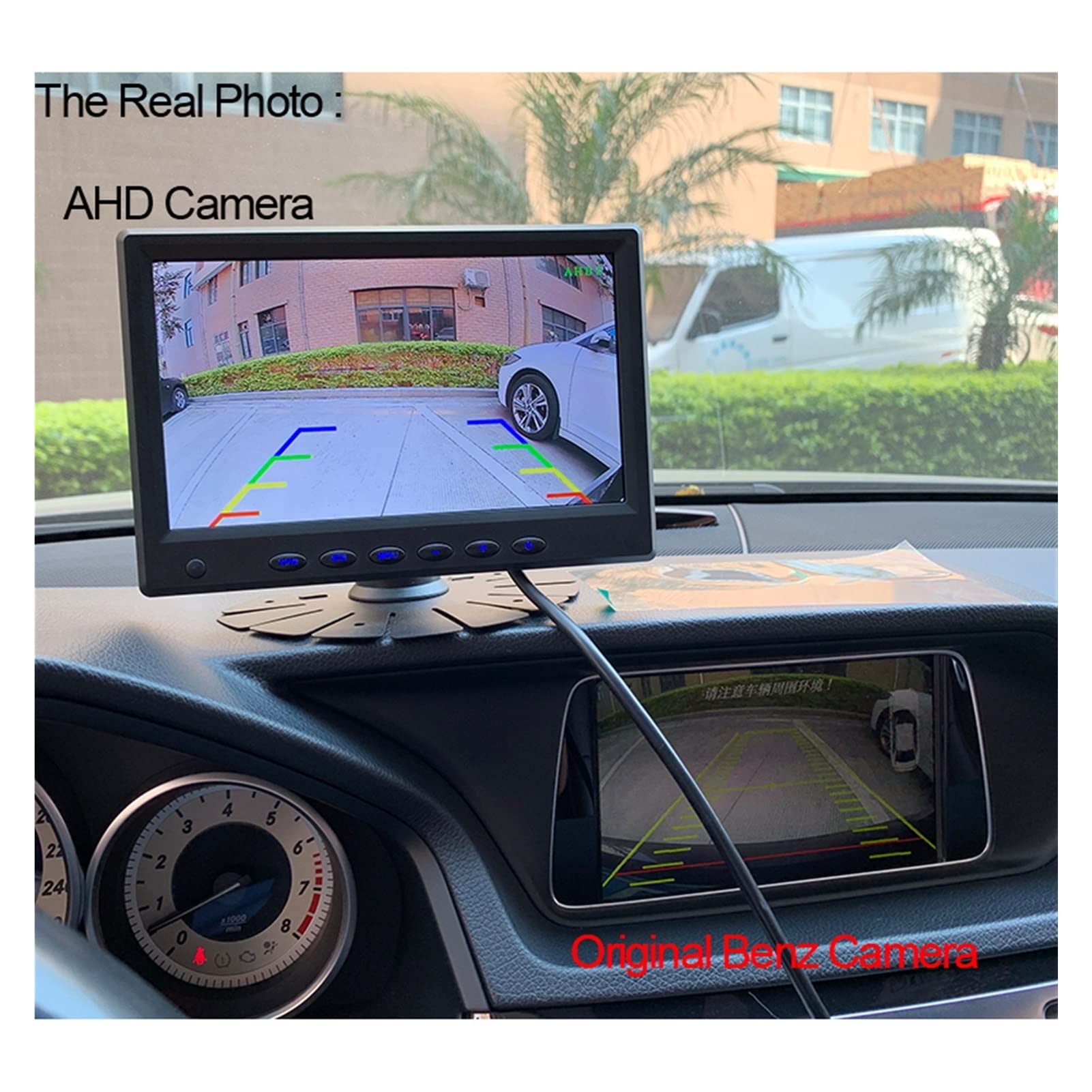 HD 1920 * 1080 7 Pouce IPS Filtrer Ahd Moniteur de stationnement avec AHD 1080P Caméra de Sauvegarde à Vue arrière de la lentille Fisheye pour Voiture Camion Camping-Car (Color : Monitor with Camera