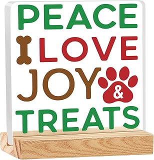 Christmas Winter Lovers Desk Sign Funny Rustic Farmhouse Holiday Decor for Family Home Office Counter Cubicle Accessories Vintage Xmas Decoration Peace Love Joy Treats White Elephant Gifts