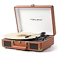 Bluetooth Record Player Vintage Turntable, USB Recording, LED Display, 3-Speed, Auto Stop, AUX RCA Output, Built-in Spea