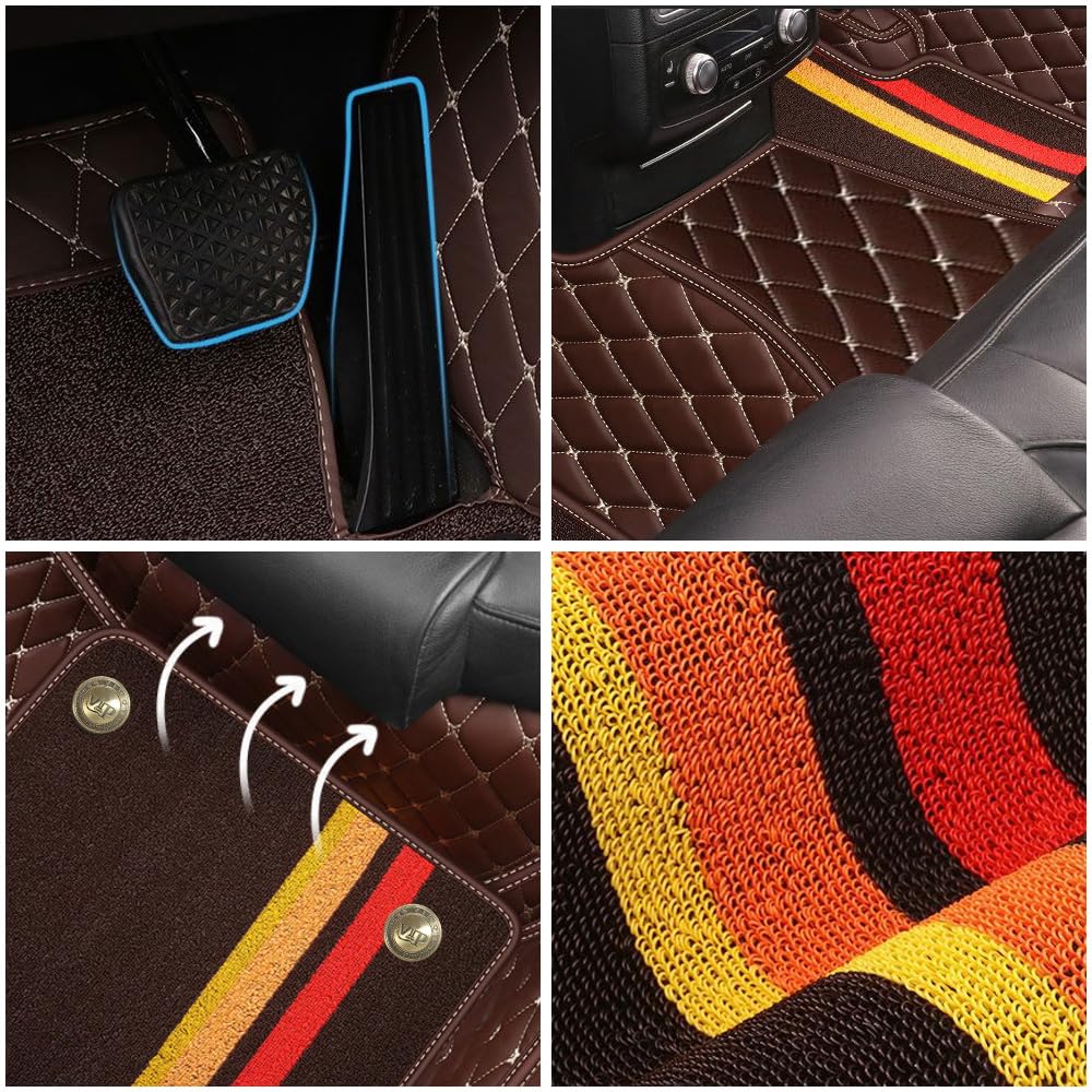Cobear Alfombrillas de Coche Personalizadas para el 98% de los Modelos, alfombras de Cuero sintético de Doble Capa, Protectores Antideslizantes y Resistentes a Todo Tipo de climas Negro