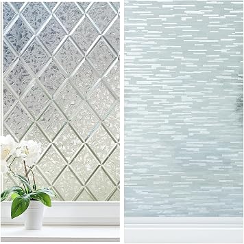 Haton Window Privacy Film, Frosted Glass Static Cling Sun Heat Blocking Window Clings 17.5" x 78.7"