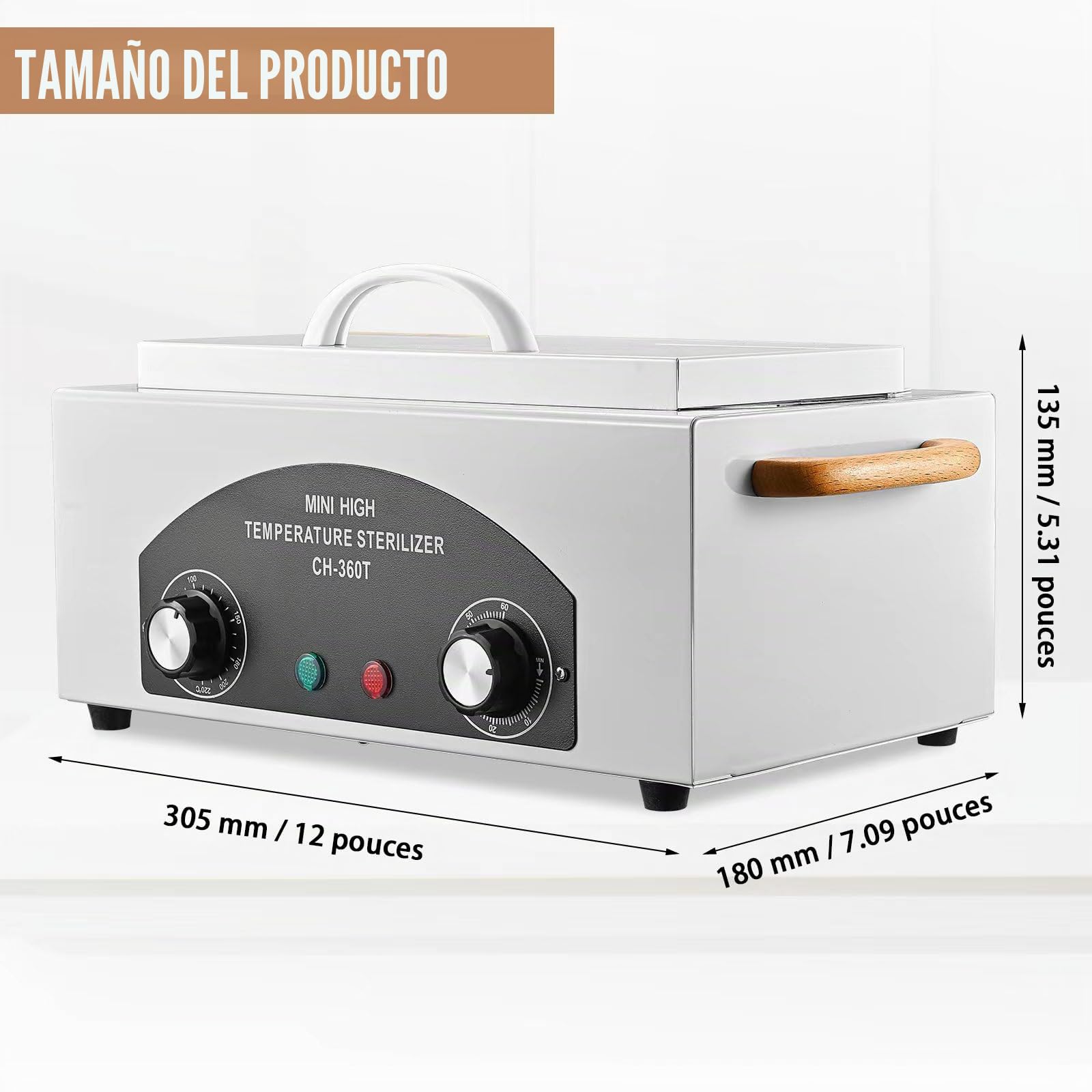Máquina de autoclave de esterilizador de alta temperatura 110V 300W Herramienta de uñas esterilizador Esterilizador de calor seco Herramienta dental esterilizador de manicura 1.5L Equipo de salón