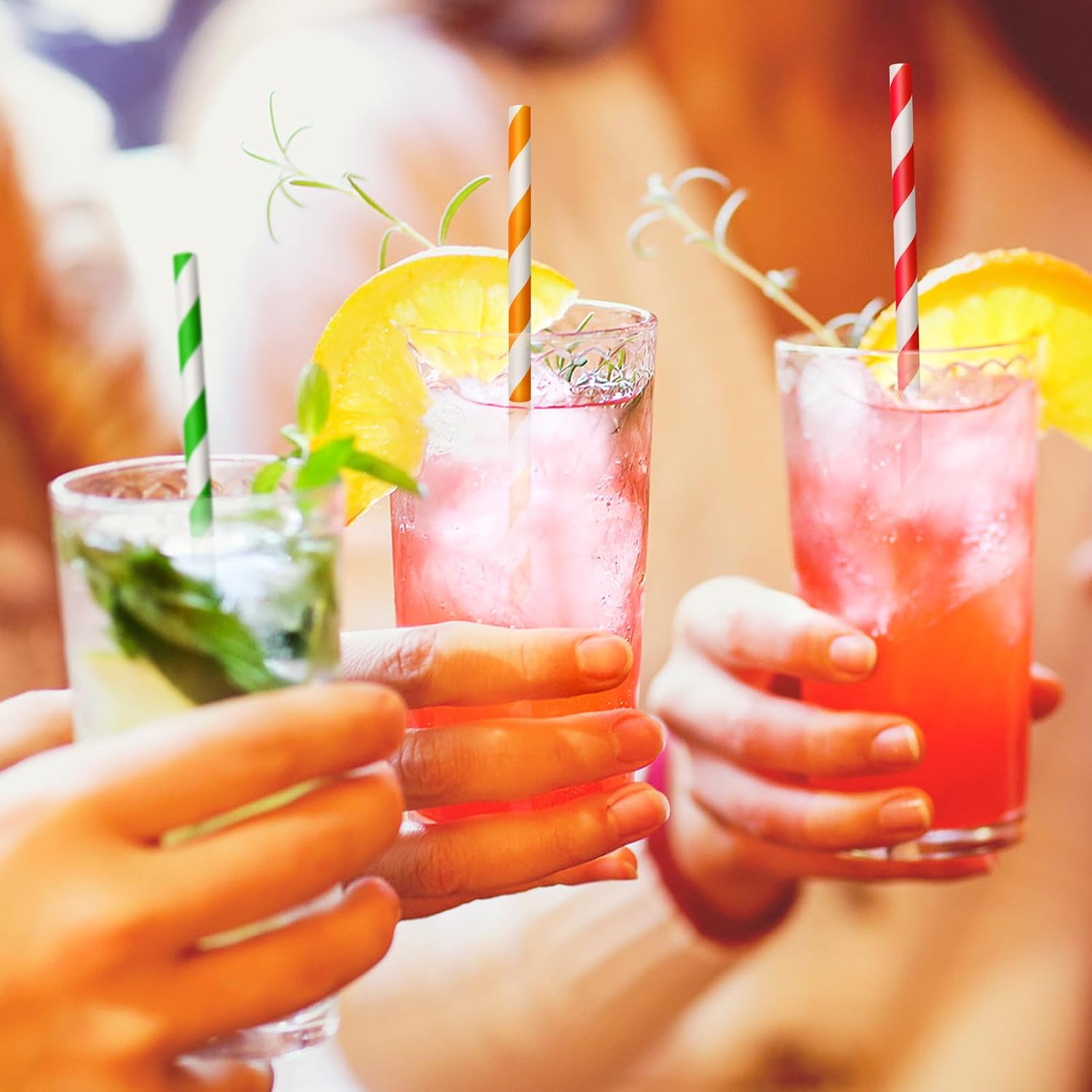200 Pack Paper Straws Disposable Colorful Striped Straw for Drinking in 10 Colors Biodegradable Paper Straws for Birthday, Wedding, Bridal Shower, Baby Shower, Summer Pool Party Supplies