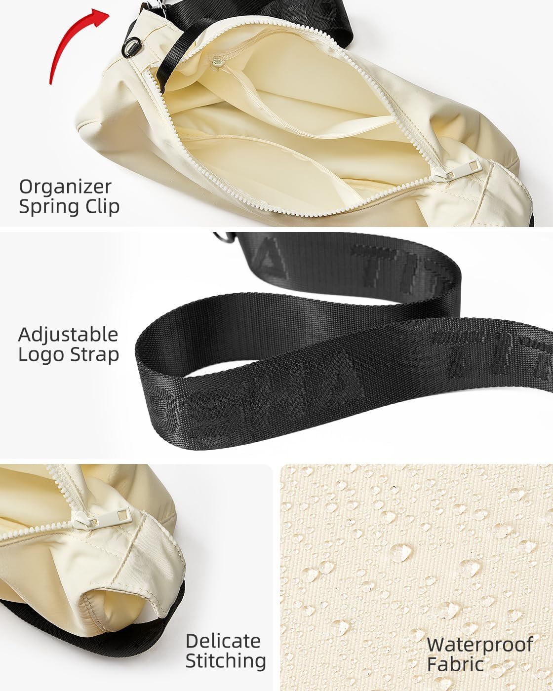 Titosha Medium Nylon Crescent Crossbody Bag for Women with Extended Adjustable Shoulder strap - Image 5