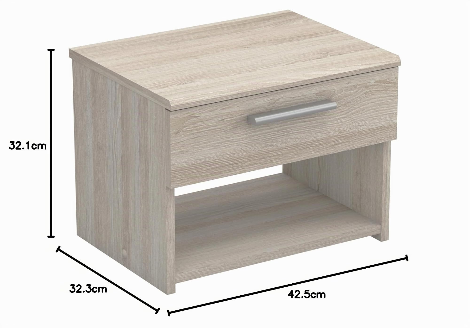 Demeyere - Table de Chevet Style Contemporain - Design Sobre et Épuré - 1 Tiroir Coulissant et 1 Niche - Collection PRICY 2