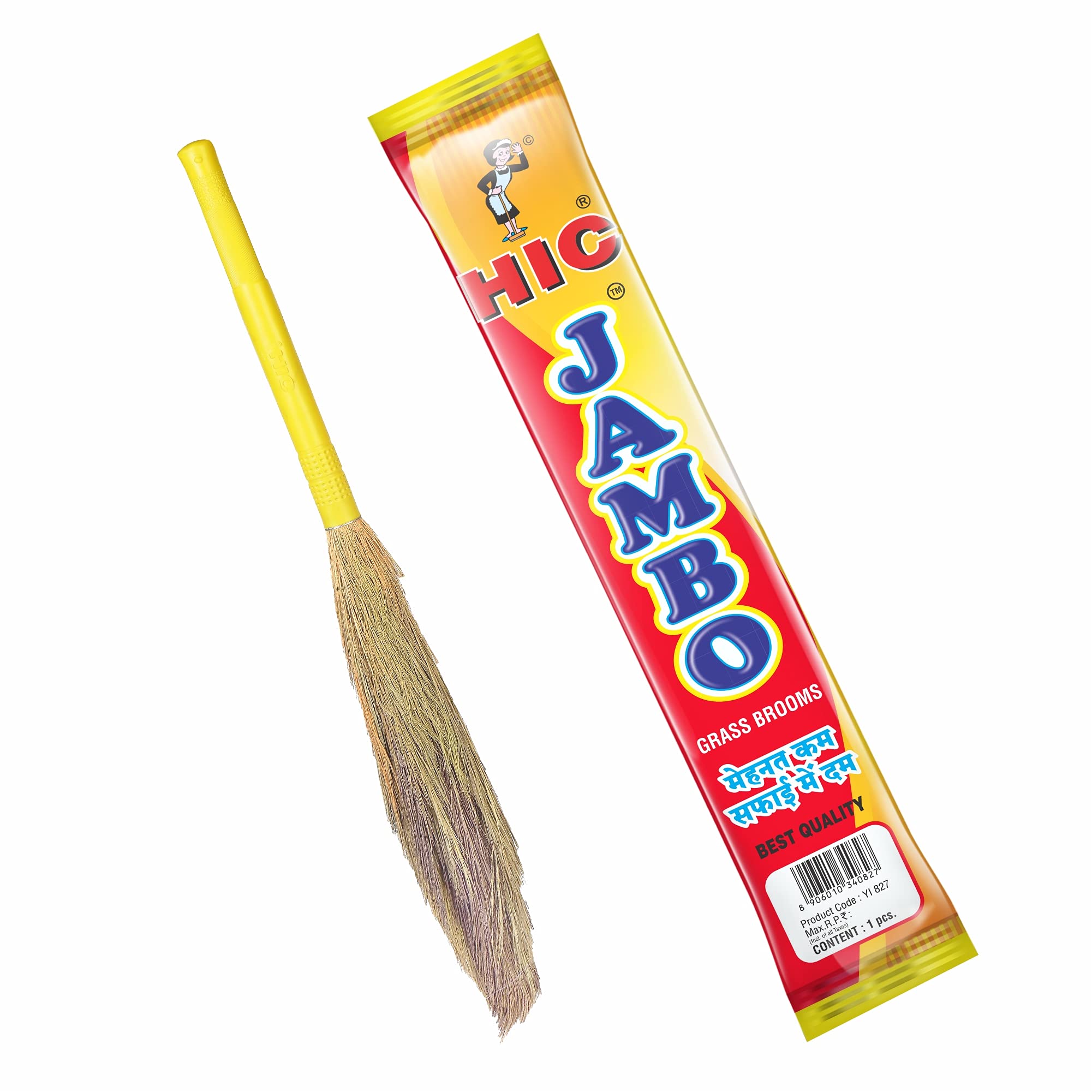 HIC Jambo Grass Broom Stick I Long Lasting I Eco-Friendly I Plastic Handle I Jumbo Size I King Size I Quality Broom (Phool Jhadu) for All Type of Floors Cleaning YI-827 (Pack of 3) (B08BNFX3JJ) Amazon Price History, Amazon Price Tracker