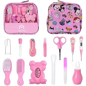 Set Cadou pentru Copii 13 Bucată Kit Nou-născut Kit Îngrijire Unghii Clippers Sticlă Perie Pieptene Accesorii pentru Copii Nou-născut Fete Băiat Cadou