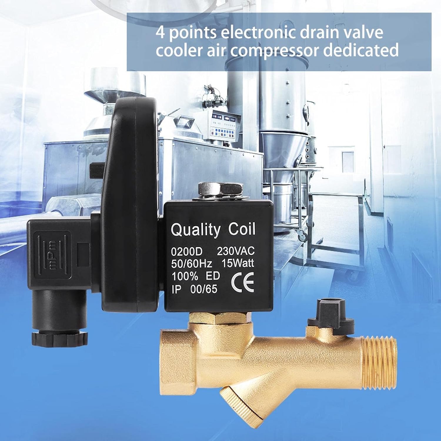 Air Compressor Drain Valve, 1/2 "Male Thread Seal Automatic Timing Brass Cock Ball Valve Drain Valve, Manage the condensate of Air, Water (AC110V) Compressors