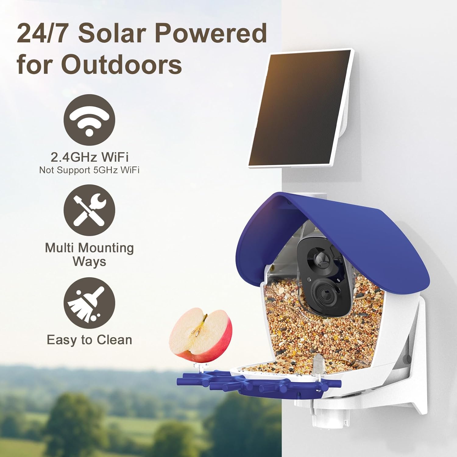 birdsnap® P33 - Smart Bird Feeder with Camera Solar Powered, 2K Video Bird Camera Feeder Live with 32GB Card, AI Identify Feather Species, Auto Record in Backyard, Ideal Gift for Birds Lover - Image 6