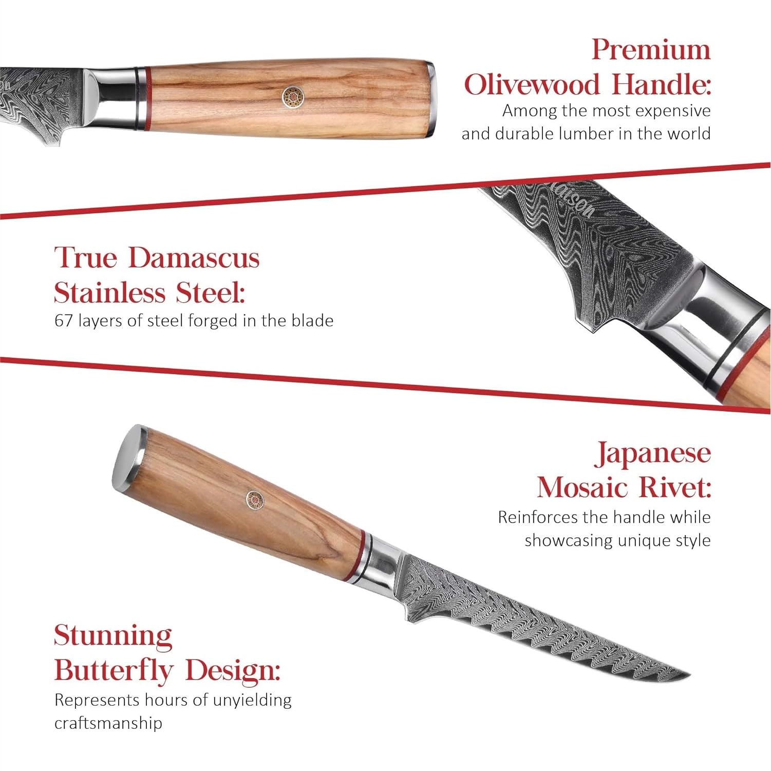 Amazon.co.jp: Master Maison 6インチ ダマスカス鋼 フィレナイフ