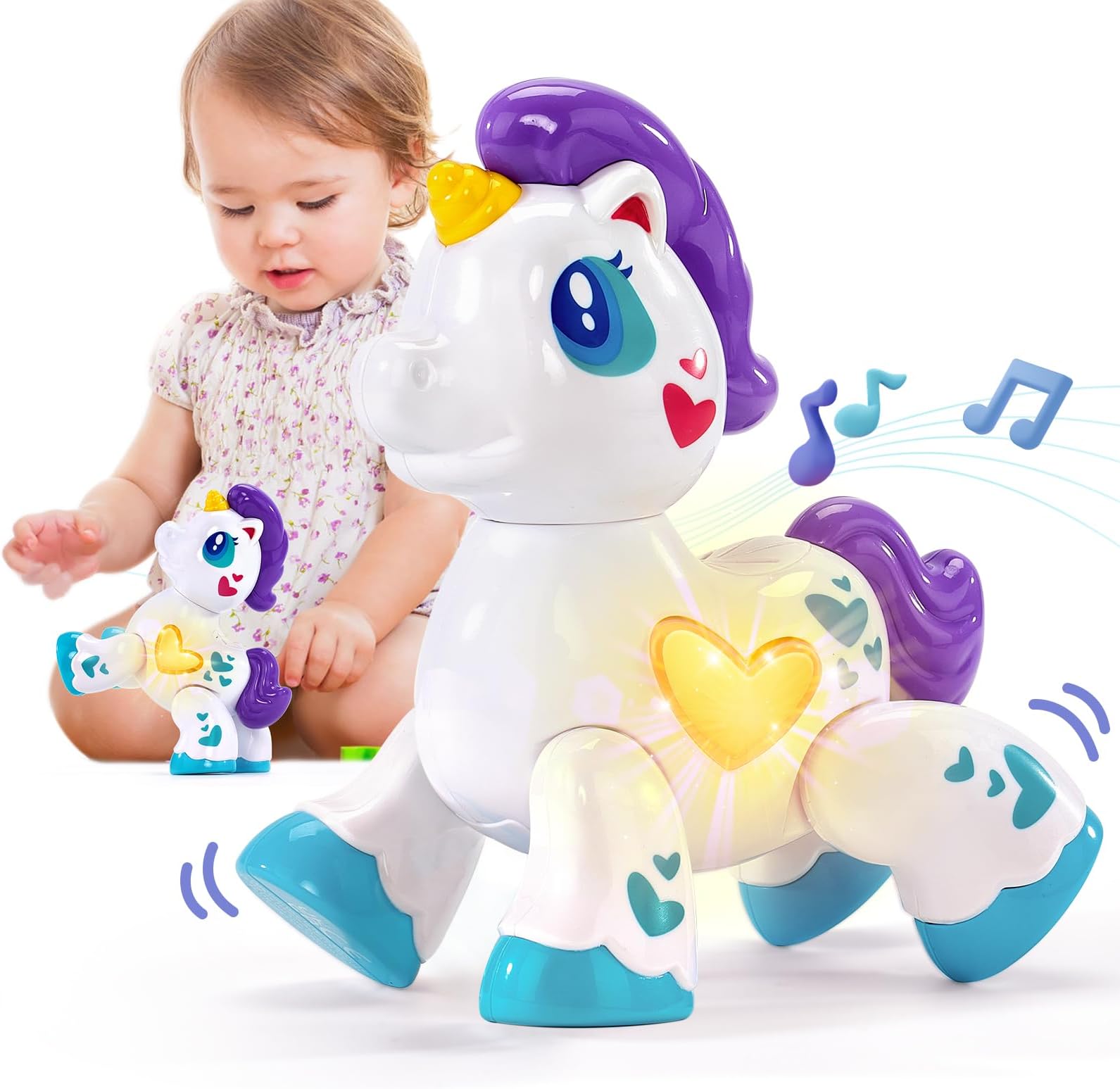 hahaland Unicorn Toys for 1 Year Old Girl, Montessori Toys Musical Light up Kid Girl Interactive Travel Toys Baby Toys 12-18 Months 1+ Year Old Travel & Birthday Gift