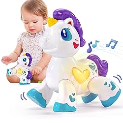 hahaland Toys for 1 Year Old Girl Toddler Girl Toys Unicorn Musical Light up Baby Girls, Interactive Travel One Year Old Baby Girl Birthday Gifts
