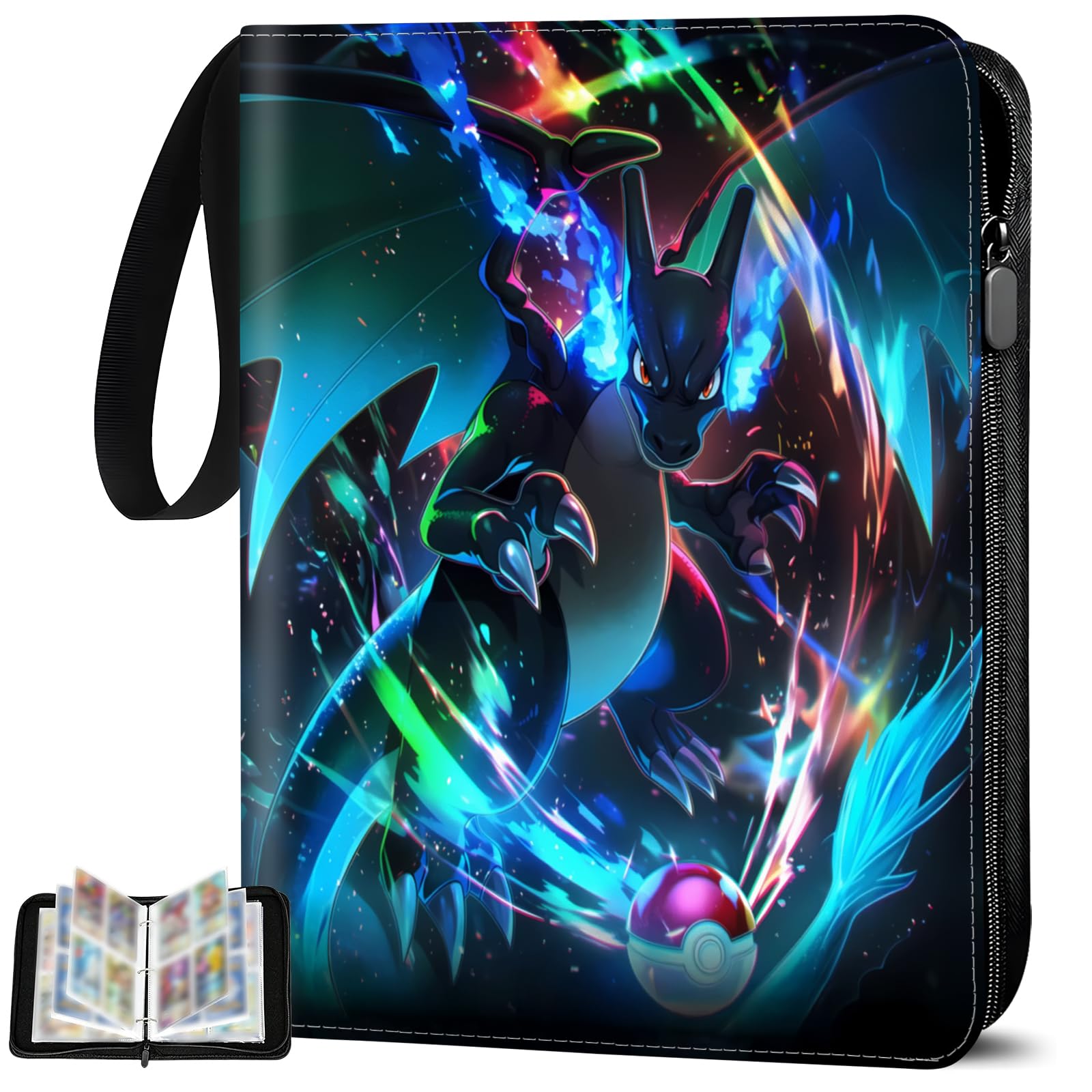ZHYUGOYA 4 Pocket Card Binder, 50 Pages 400 Pockets Binder, PU Trading Card Binder, Waterproof Card Folder for Collector (400)