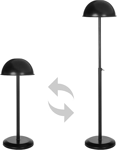 Miniatura 4 de MyGift Soporte de peluca independiente de metal negro y soporte para sombreros con forma de cúpula y altura ajustable, juego de 2