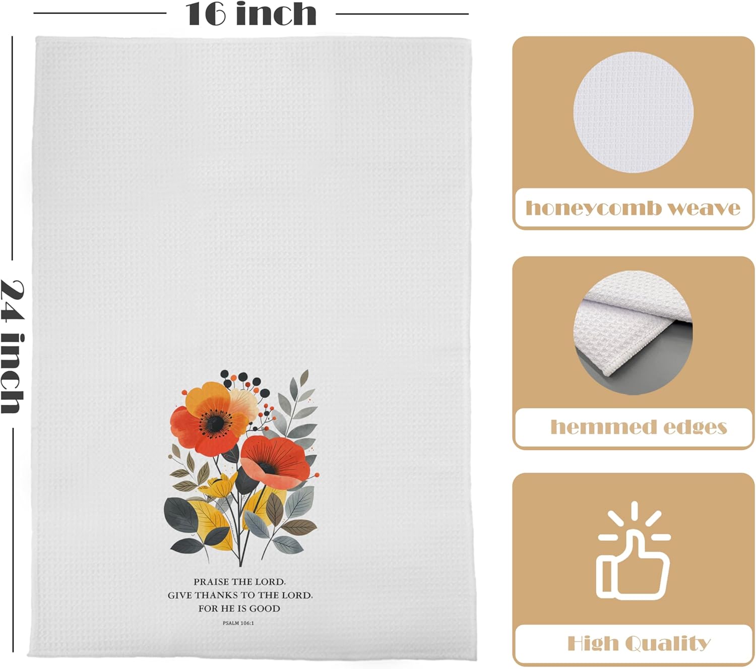 Inspirational Christian Kitchen Towels 16x24 Inch Set of 2, Christian Gifts for Women, Christian Bible Verse Dish Towels for Kitchen, California Poppy Decorative Hand Towels for Bathroom Kitchen - Image 5